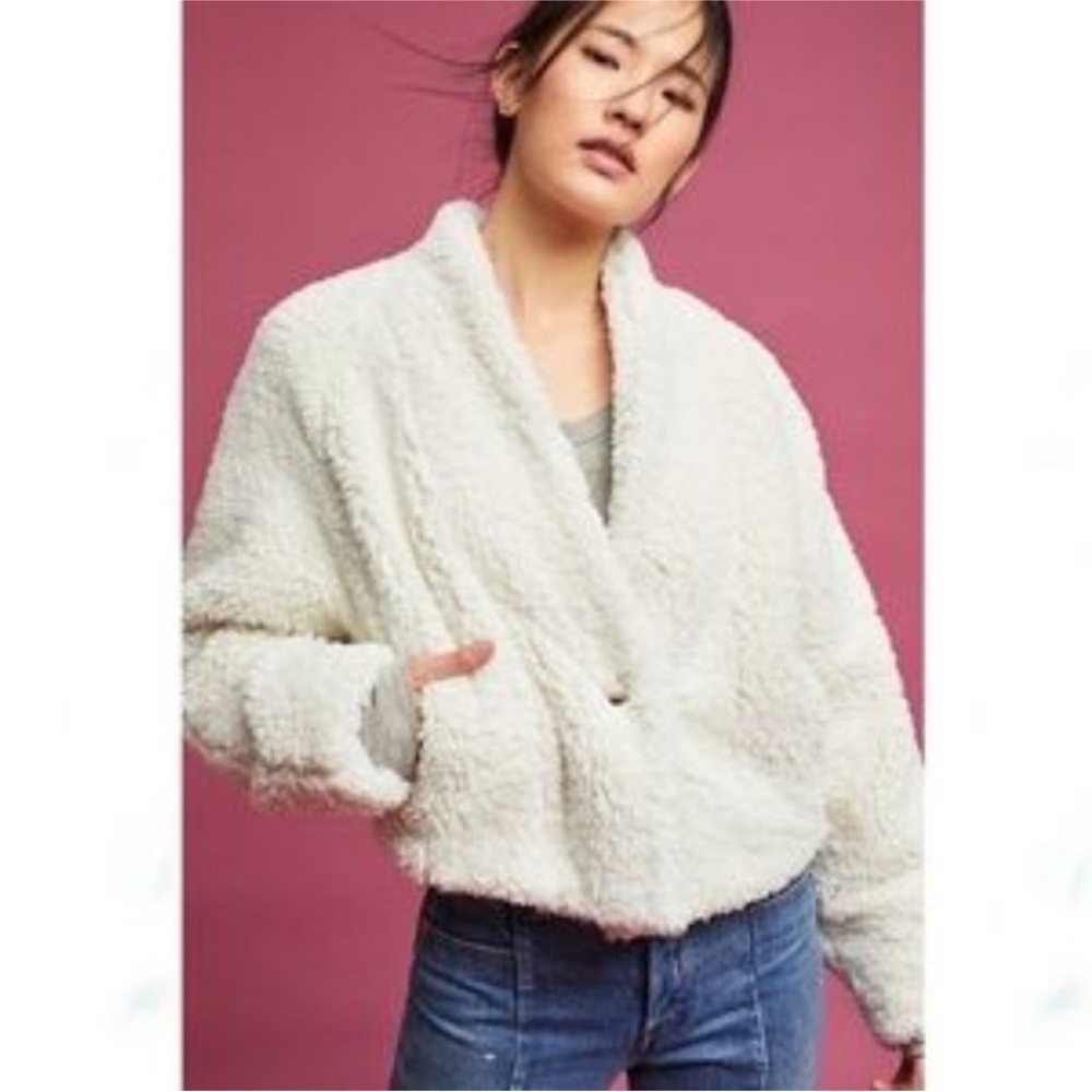 ANTHROPOLOGIE HEI HEI Stella White Sherpa Jacket